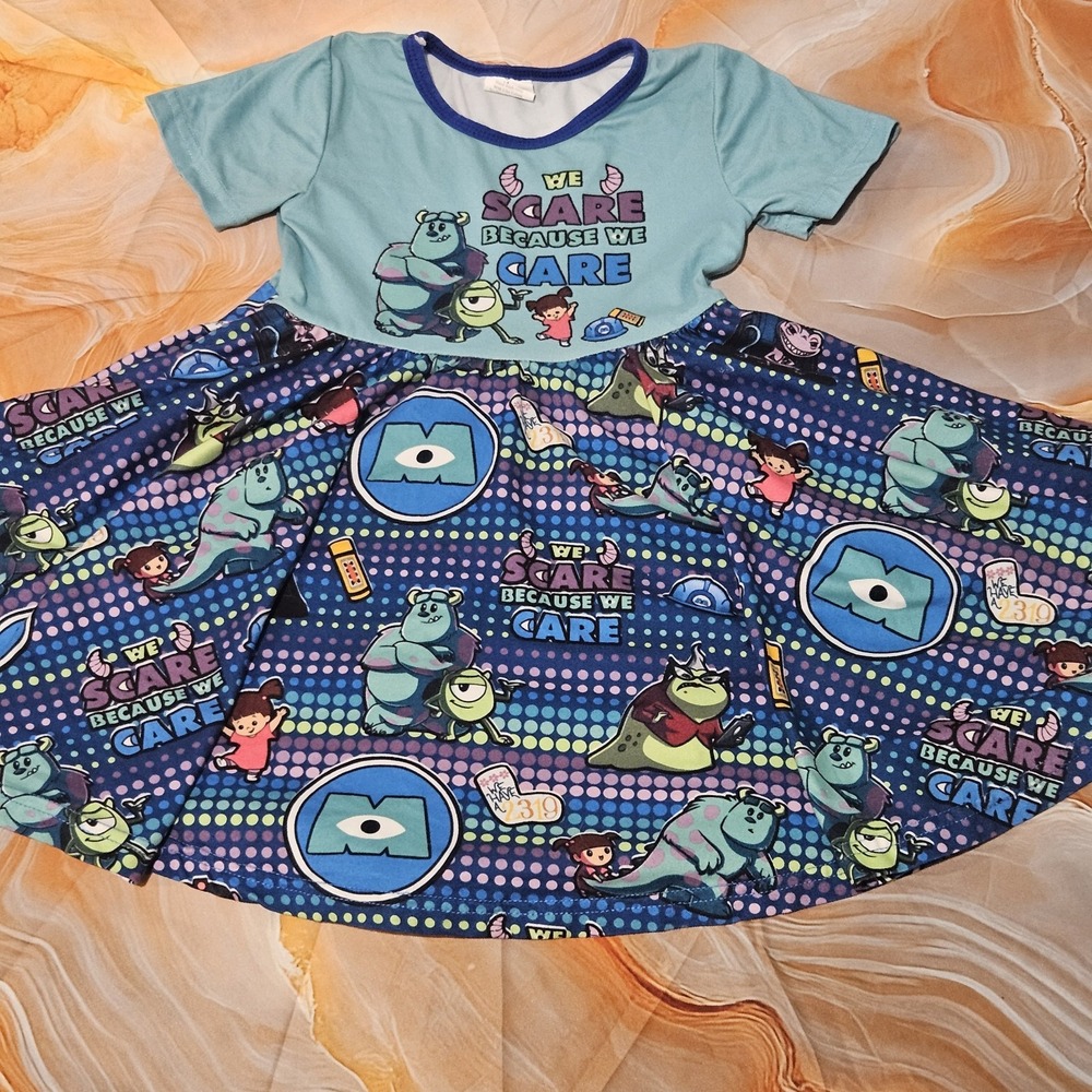 Girls Monster Character Twirl Dress Size 3T Milksilk Boutique Style